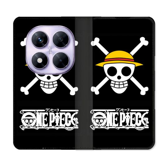 Housse Cuir Portefeuille Pour Xiaomi Redmi Note 14 PRO 4G Manga One Piece Tete de Mort