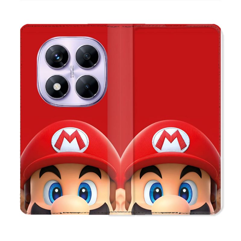 Housse Cuir Portefeuille Pour Xiaomi Redmi Note 14 PRO 4G Mario Rouge