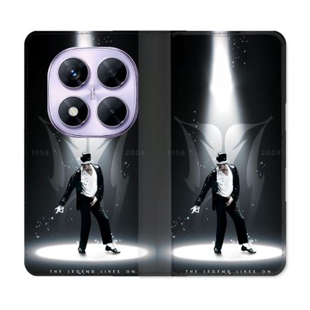 Housse Cuir Portefeuille Pour Xiaomi Redmi Note 14 PRO 4G Michael Jackson Noir