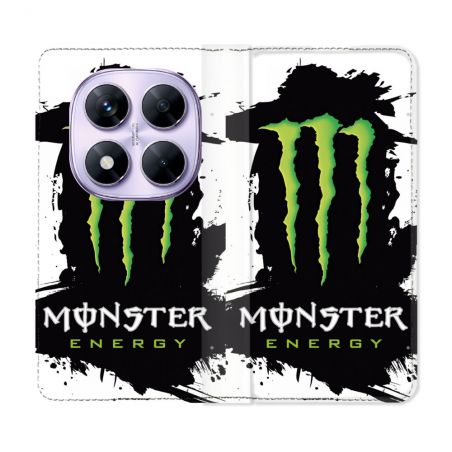 Housse Cuir Portefeuille Pour Xiaomi Redmi Note 14 PRO 4G Monster Energy Tache