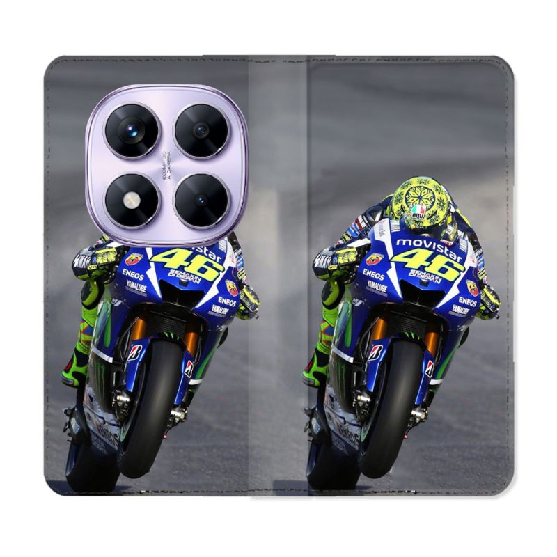 Housse Cuir Portefeuille Pour Xiaomi Redmi Note 14 PRO 4G Moto Course GP Wheeling 46