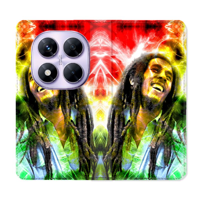 Housse Cuir Portefeuille Pour Xiaomi Redmi Note 14 PRO 4G Musique Bob Marley Color