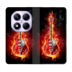 Housse Cuir Portefeuille Pour Xiaomi Redmi Note 14 PRO 4G Musique Guitare Electrique