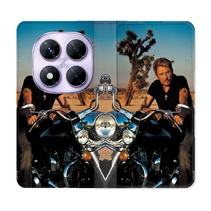 Housse Cuir Portefeuille Pour Xiaomi Redmi Note 14 PRO 4G Musique Johnny Hallyday Moto