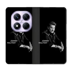 Housse Cuir Portefeuille Pour Xiaomi Redmi Note 14 PRO 4G Musique Johnny Hallyday Noir