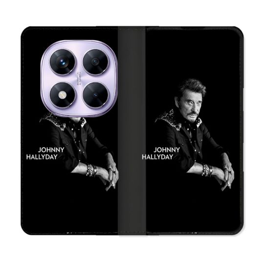 Housse Cuir Portefeuille Pour Xiaomi Redmi Note 14 PRO 4G Musique Johnny Hallyday Noir