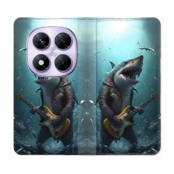 Housse Cuir Portefeuille Pour Xiaomi Redmi Note 14 PRO 4G Musique Rock Requin