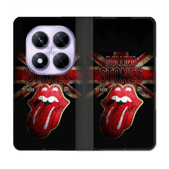 Housse Cuir Portefeuille Pour Xiaomi Redmi Note 14 PRO 4G Musique Rolling Stones