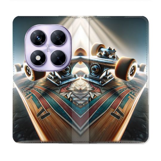 Housse Cuir Portefeuille Pour Xiaomi Redmi Note 14 PRO 4G Planche Skate