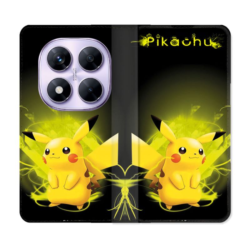 Housse Cuir Portefeuille Pour Xiaomi Redmi Note 14 PRO 4G Pokemon Pikachu Eclair