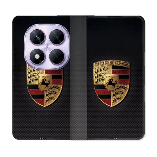 Housse Cuir Portefeuille Pour Xiaomi Redmi Note 14 PRO 4G Porsche Carbone
