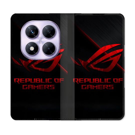 Housse Cuir Portefeuille Pour Xiaomi Redmi Note 14 PRO 4G ROG Rouge