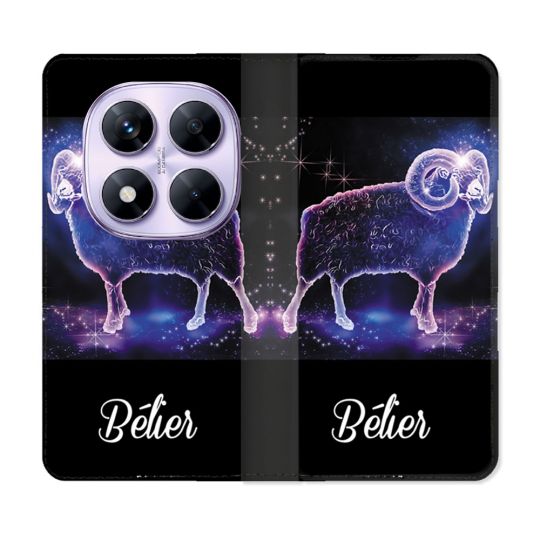 Housse Cuir Portefeuille Pour Xiaomi Redmi Note 14 PRO 4G Signe Zodiaque 2 Bélier