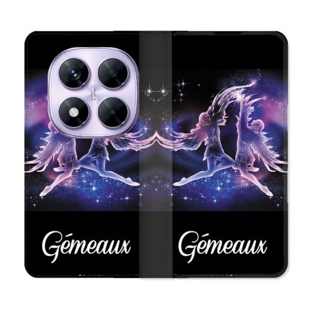 Housse Cuir Portefeuille Pour Xiaomi Redmi Note 14 PRO 4G Signe Zodiaque 2 Gémeaux
