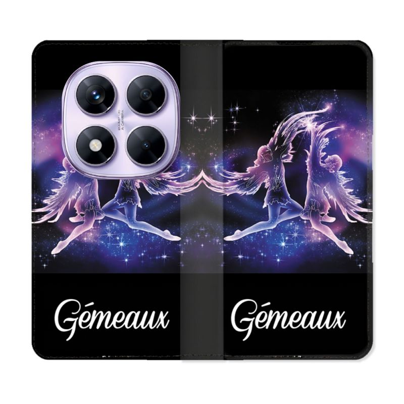 Housse Cuir Portefeuille Pour Xiaomi Redmi Note 14 PRO 4G Signe Zodiaque 2 Gémeaux