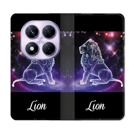 Housse Cuir Portefeuille Pour Xiaomi Redmi Note 14 PRO 4G Signe Zodiaque 2 Lion