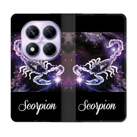 Housse Cuir Portefeuille Pour Xiaomi Redmi Note 14 PRO 4G Signe Zodiaque 2 Scorpion