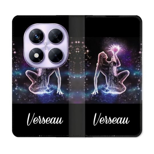 Housse Cuir Portefeuille Pour Xiaomi Redmi Note 14 PRO 4G Signe Zodiaque 2 Verseau