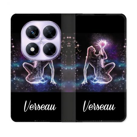 Housse Cuir Portefeuille Pour Xiaomi Redmi Note 14 PRO 4G Signe Zodiaque 2 Verseau