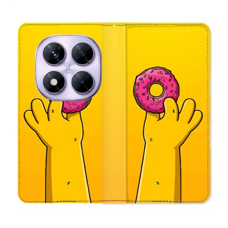 Housse Cuir Portefeuille Pour Xiaomi Redmi Note 14 PRO 4G Simpson Donuts
