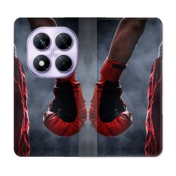 Housse Cuir Portefeuille Pour Xiaomi Redmi Note 14 PRO 4G Sport Boxe Gant Rouge
