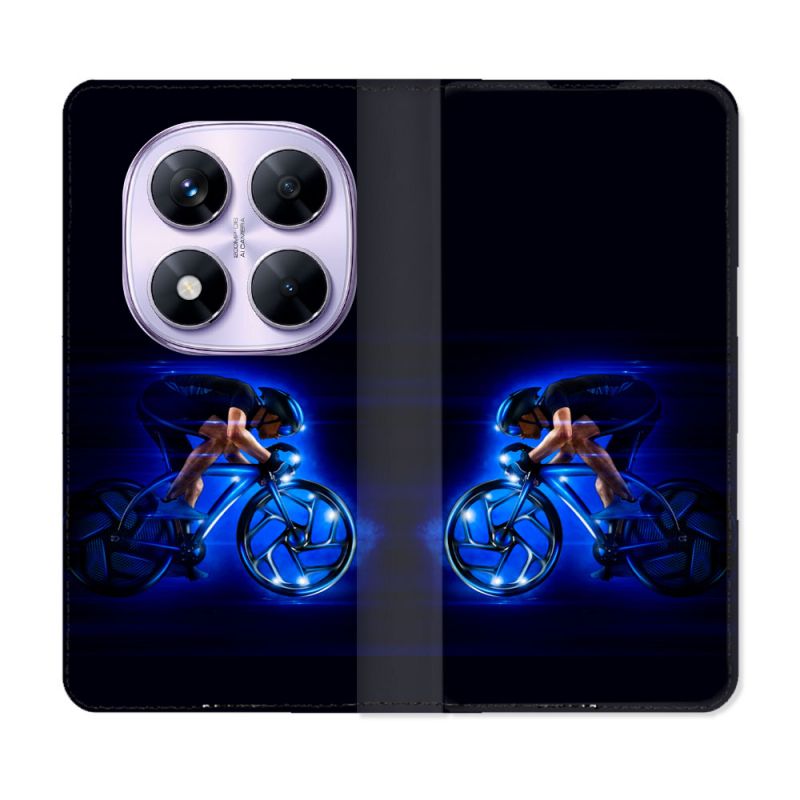 Housse Cuir Portefeuille Pour Xiaomi Redmi Note 14 PRO 4G Sport Cyclisme Bleu