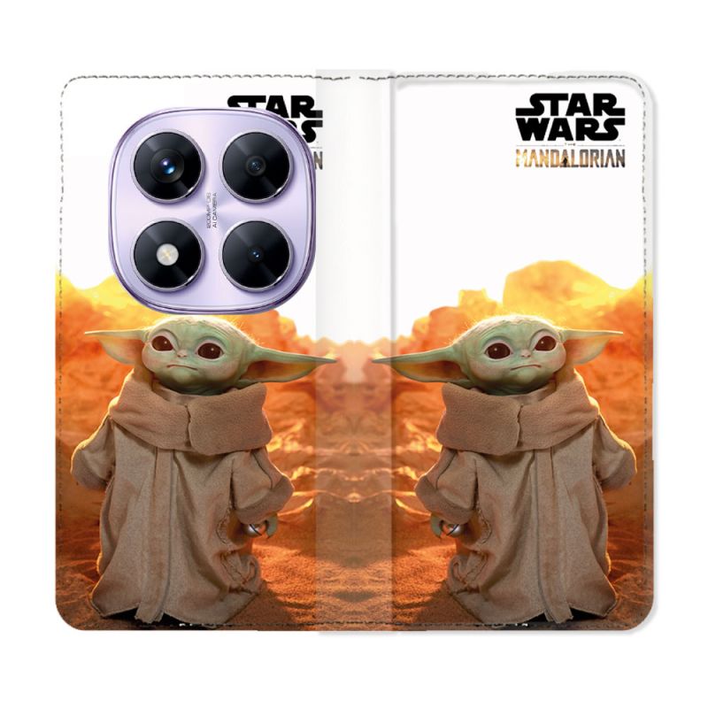 Housse Cuir Portefeuille Pour Xiaomi Redmi Note 14 PRO 4G Star Wars - Yoda bebe soleil