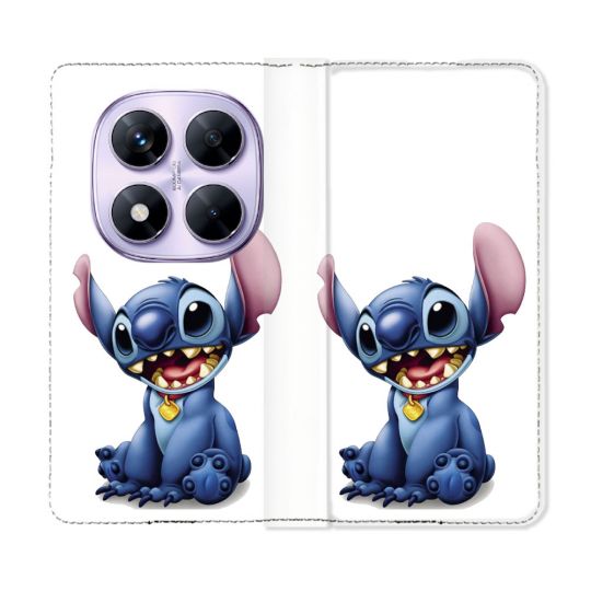 Housse Cuir Portefeuille Pour Xiaomi Redmi Note 14 PRO 4G Stitch Blanc