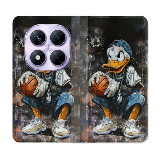 Housse Cuir Portefeuille Pour Xiaomi Redmi Note 14 PRO 4G Street Art Donald Duck