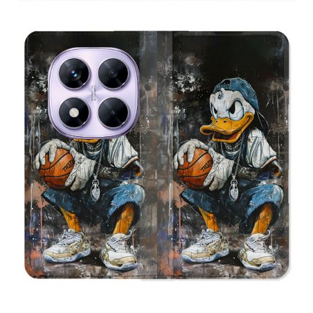 Housse Cuir Portefeuille Pour Xiaomi Redmi Note 14 PRO 4G Street Art Donald Duck