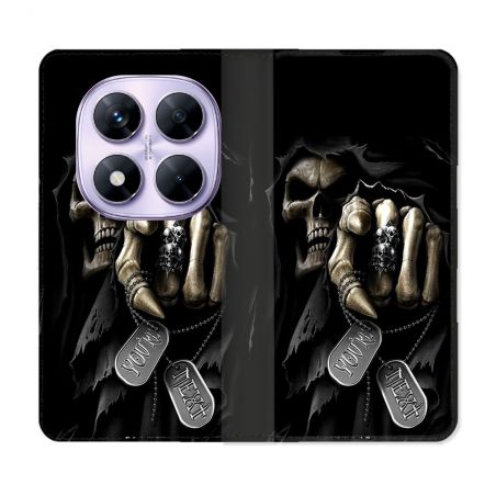 Housse Cuir Portefeuille Pour Xiaomi Redmi Note 14 PRO 4G Tete de Mort Your Next
