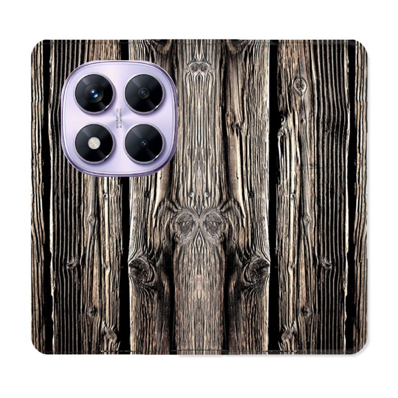 Housse Cuir Portefeuille Pour Xiaomi Redmi Note 14 PRO 4G Texture Bois