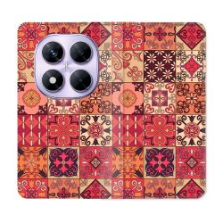 Housse Cuir Portefeuille Pour Xiaomi Redmi Note 14 PRO 4G Texture Carreau Ciment Rouge