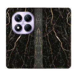 Housse Cuir Portefeuille Pour Xiaomi Redmi Note 14 PRO 4G Texture Marbre Noir