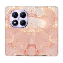 Housse Cuir Portefeuille Pour Xiaomi Redmi Note 14 PRO 4G Texture Marbre Rose