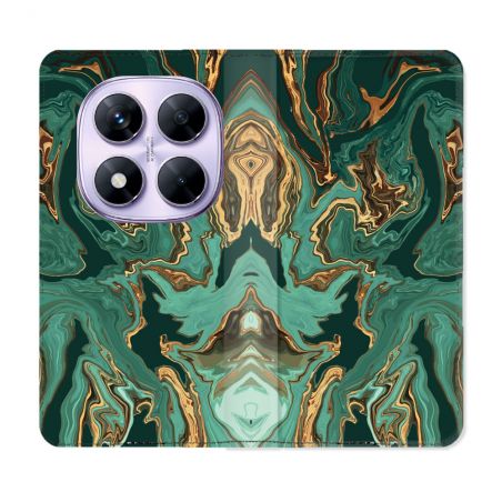 Housse Cuir Portefeuille Pour Xiaomi Redmi Note 14 PRO 4G Texture Marbre Vert