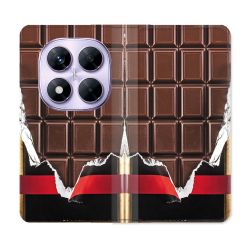 Housse Cuir Portefeuille Pour Xiaomi Redmi Note 14 PRO 4G Texture Trompe Oeil Chocolat