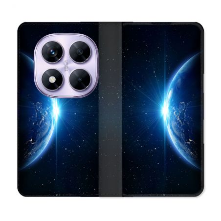 Housse Cuir Portefeuille Pour Xiaomi Redmi Note 14 PRO 4G Univers Planete Terre