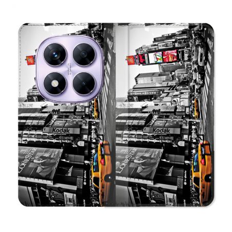 Housse Cuir Portefeuille Pour Xiaomi Redmi Note 14 PRO 4G Voyage Amerique USA New York Taxi