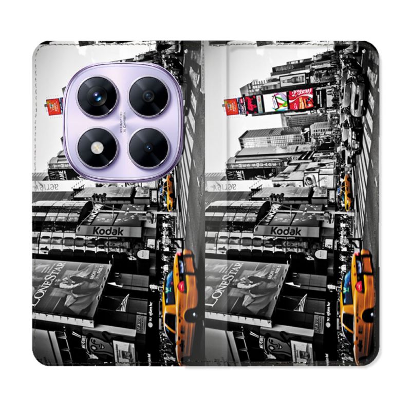 Housse Cuir Portefeuille Pour Xiaomi Redmi Note 14 PRO 4G Voyage Amerique USA New York Taxi