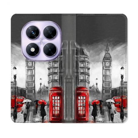 Housse Cuir Portefeuille Pour Xiaomi Redmi Note 14 PRO 4G Voyage Angleterre Londres Vintage