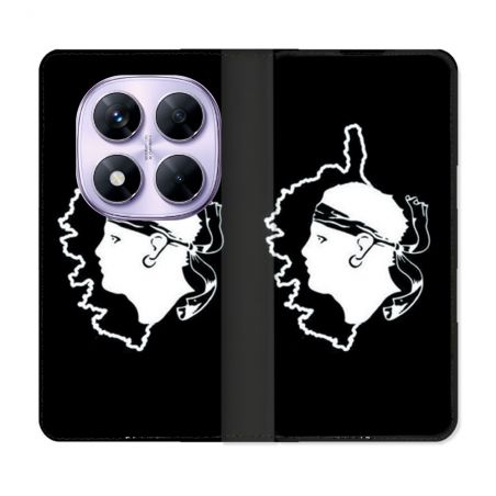 Housse Cuir Portefeuille Pour Xiaomi Redmi Note 14 PRO 4G Voyage Corse Noir