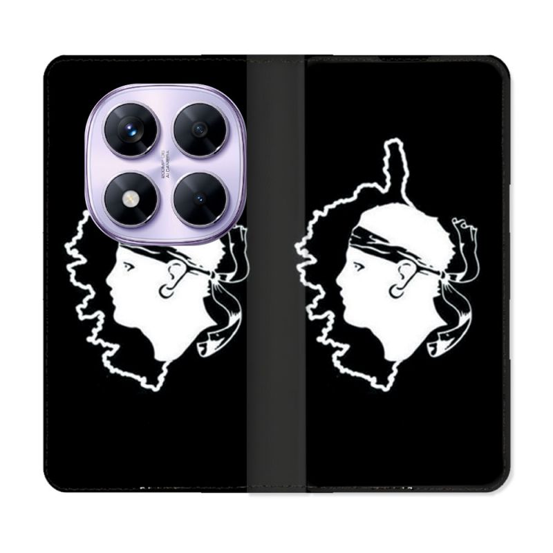 Housse Cuir Portefeuille Pour Xiaomi Redmi Note 14 PRO 4G Voyage Corse Noir