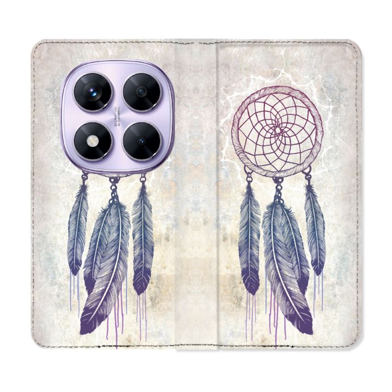 Housse Cuir Portefeuille Pour Xiaomi Redmi Note 14 PRO 4G Zen Attrape Reve Blanc