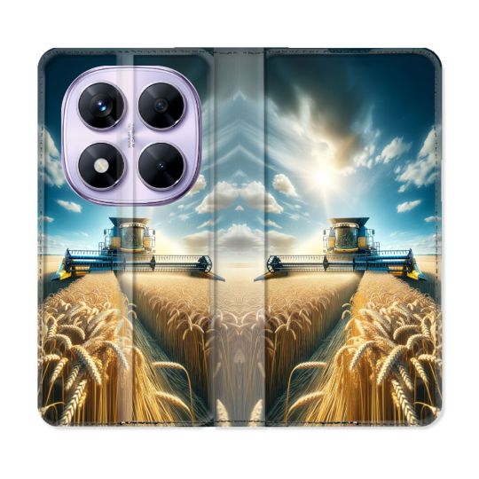 Housse Cuir Portefeuille Pour Xiaomi Redmi Note 14 PRO 5G Agriculture Moissonneuse Blé