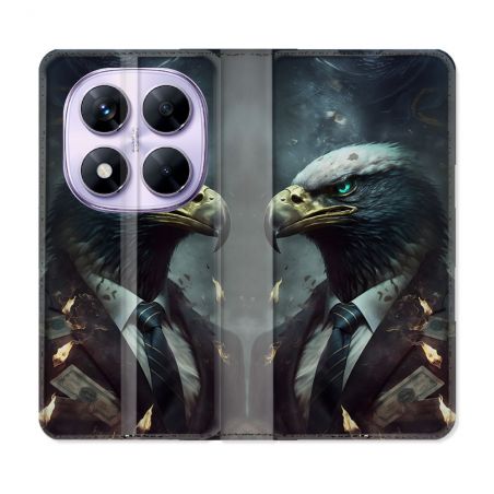 Housse Cuir Portefeuille Pour Xiaomi Redmi Note 14 PRO 5G Animal Aigle Business