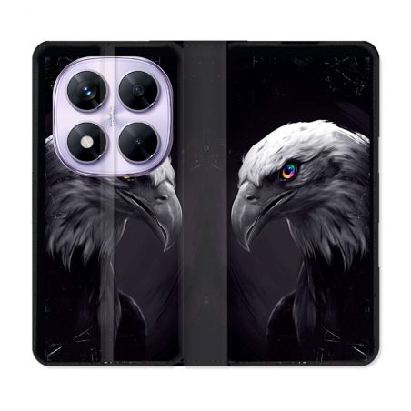 Housse Cuir Portefeuille Pour Xiaomi Redmi Note 14 PRO 5G Animal Aigle Royal Noir