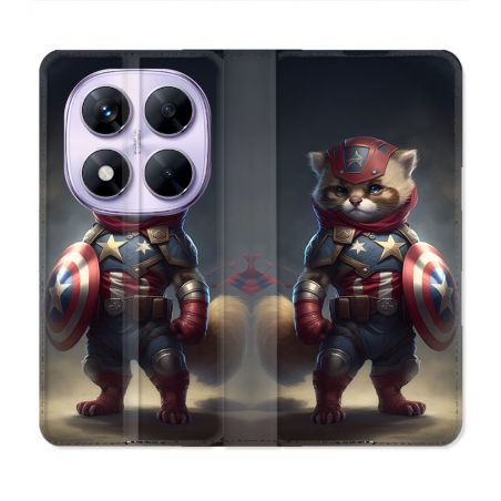 Housse Cuir Portefeuille Pour Xiaomi Redmi Note 14 PRO 5G Animal Chat America