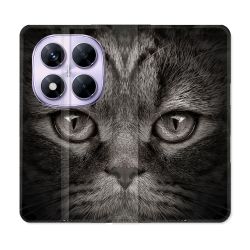 Housse Cuir Portefeuille Pour Xiaomi Redmi Note 14 PRO 5G Animal Chat Gris