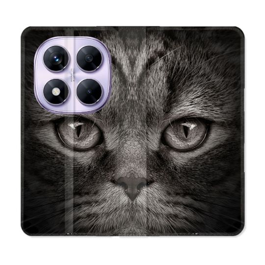 Housse Cuir Portefeuille Pour Xiaomi Redmi Note 14 PRO 5G Animal Chat Gris